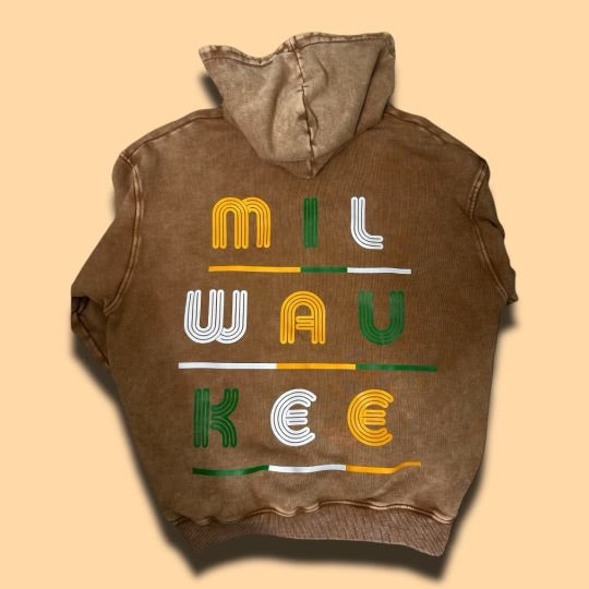 Milwaukee Buck$ Tan Acid Wash Hoody